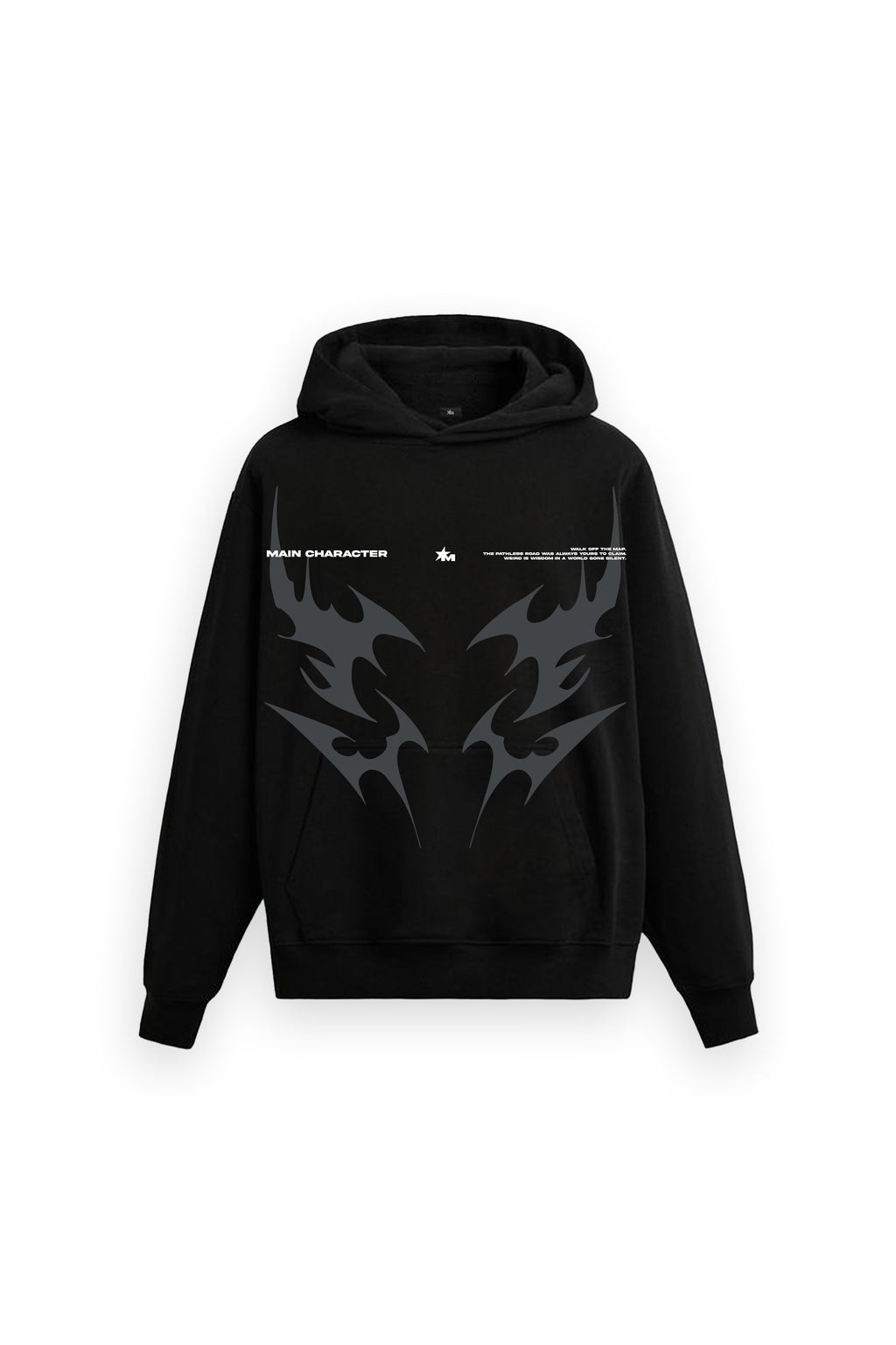 Black Oversized Printed Aura Hoodie Main Character