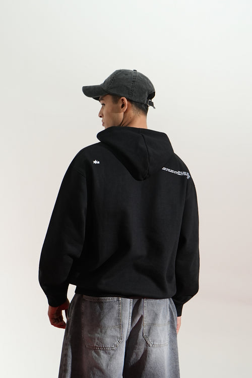 Black Oversized Printed Aura Hoodie Main Character