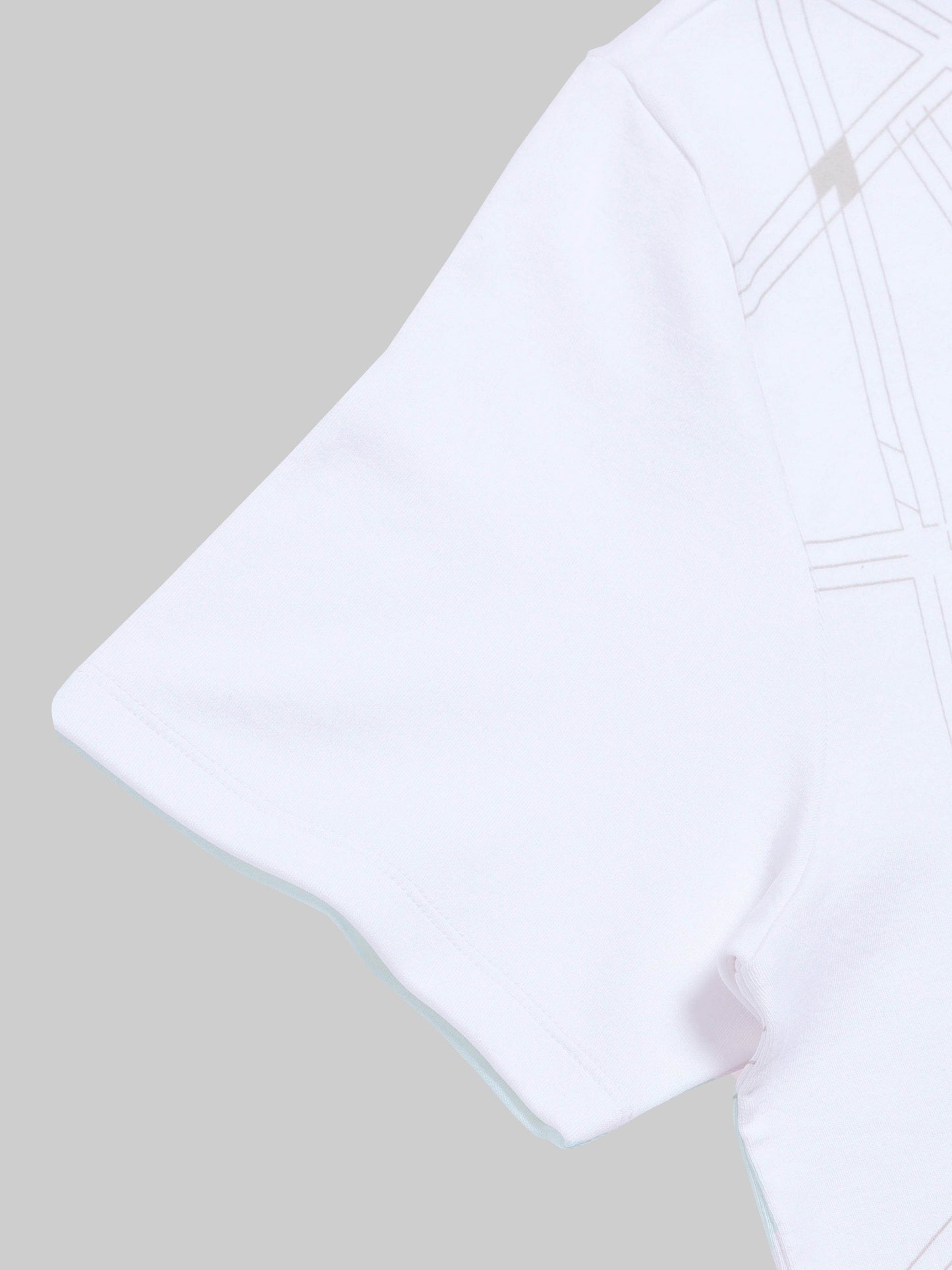 Regular Fit T-shirt in Supima Cotton Lycra Interlock with Geometric Pigment Panel Print - White