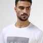 Regular-fit Full-Sleeve T-shirt in Supima Cotton Lycra with Rainbow Reflective Print Detailing - White