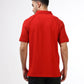 Men's red polo t-shirt with printed raglan sleeves 