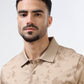 Men’s tan cream floral polo t-shirt