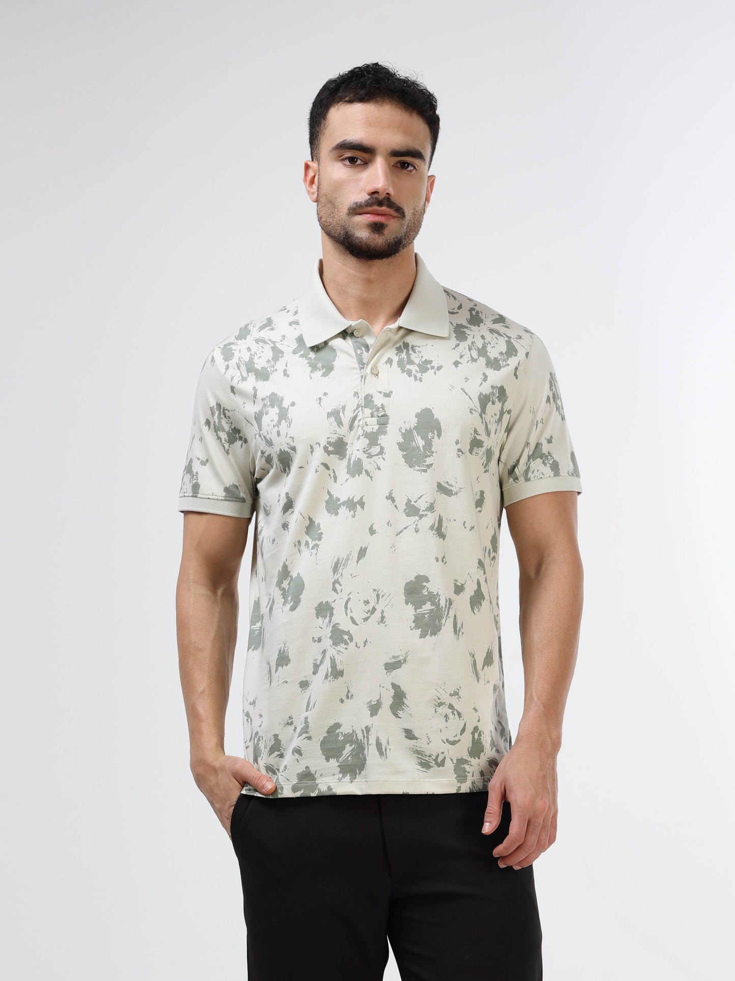 Men's light green polo t-shirt