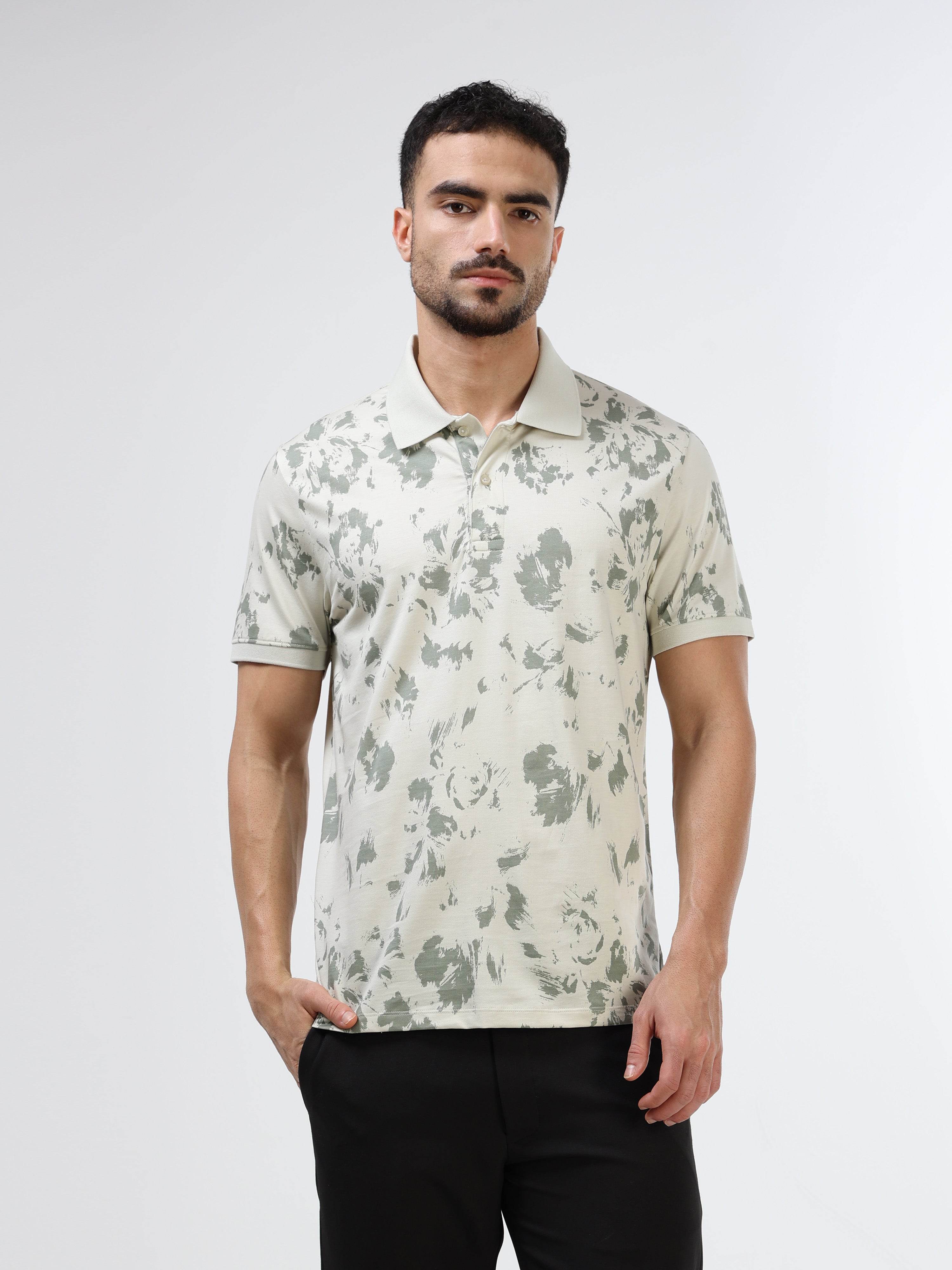 Men's light green polo t-shirt