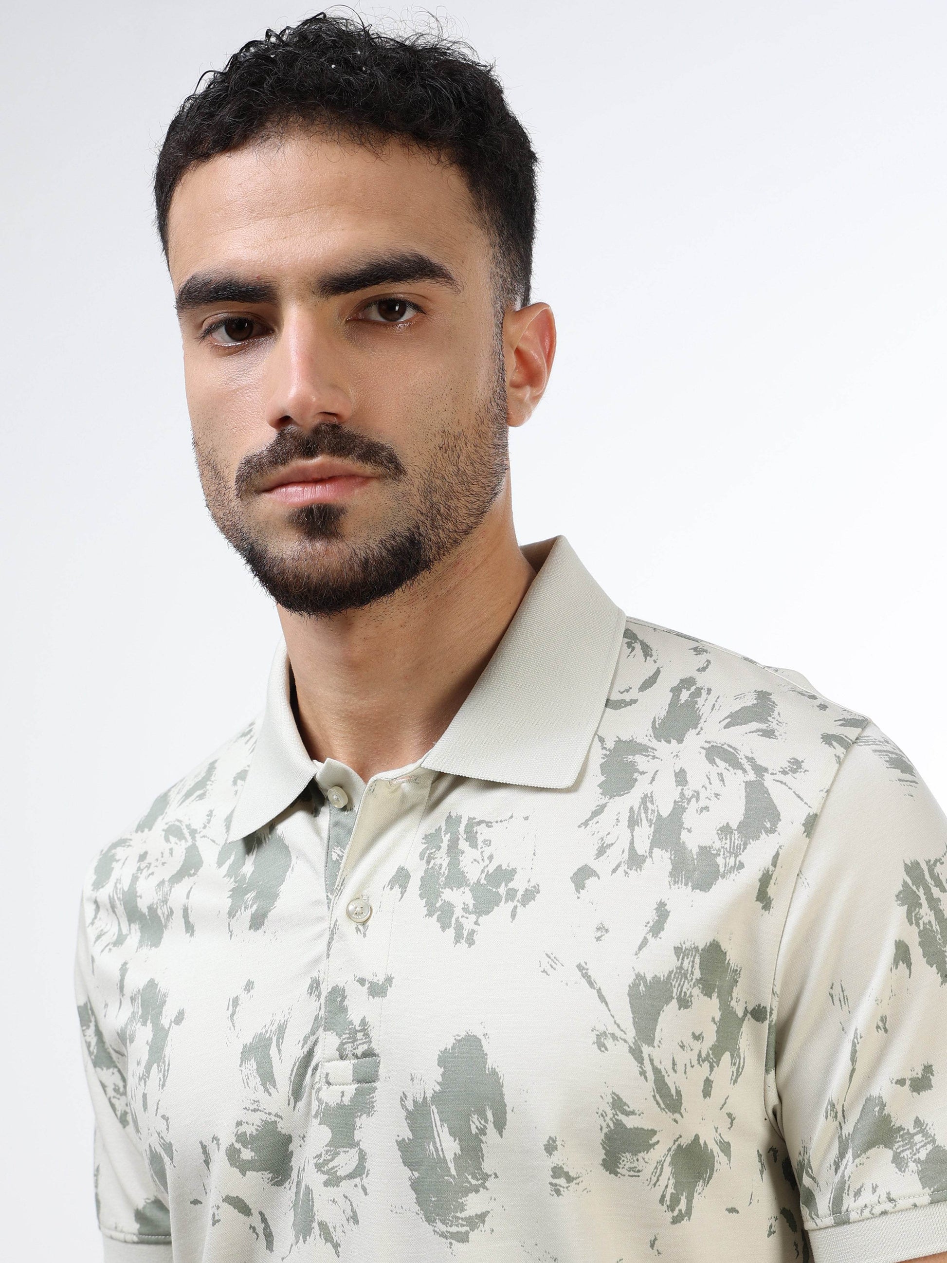 Men's light green polo t-shirt