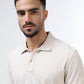 Men's beige jacquard polo t-shirt