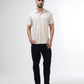 Men's beige jacquard polo t-shirt