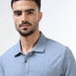 Men's blue jacquard polo t-shirt