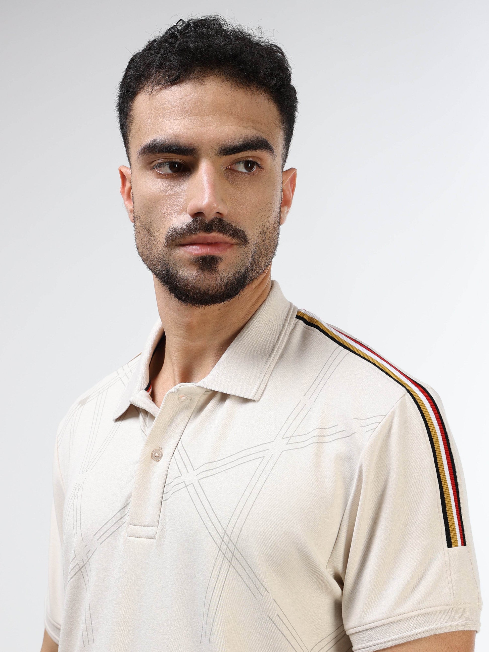 Men's Supima beige polo t-shirt