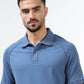 Men's sky blue polo t-shirt with printed raglan sleeves