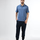 Men's sky blue polo t-shirt with printed raglan sleeves