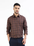 Men's brown checked shirt