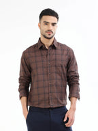 Men's brown checked shirt
