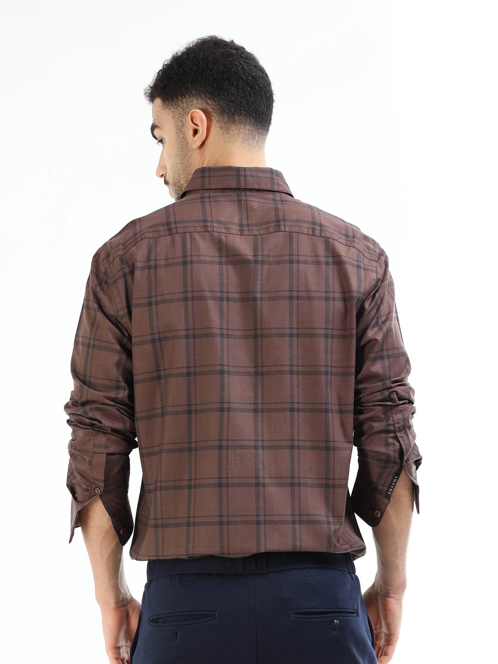 Men's brown checked shirt
