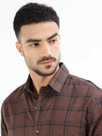 Men's brown checked shirt