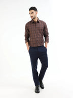 Men's brown checked shirt