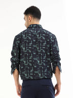 Men's navy geometric shirt