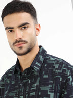 Men's navy geometric shirt