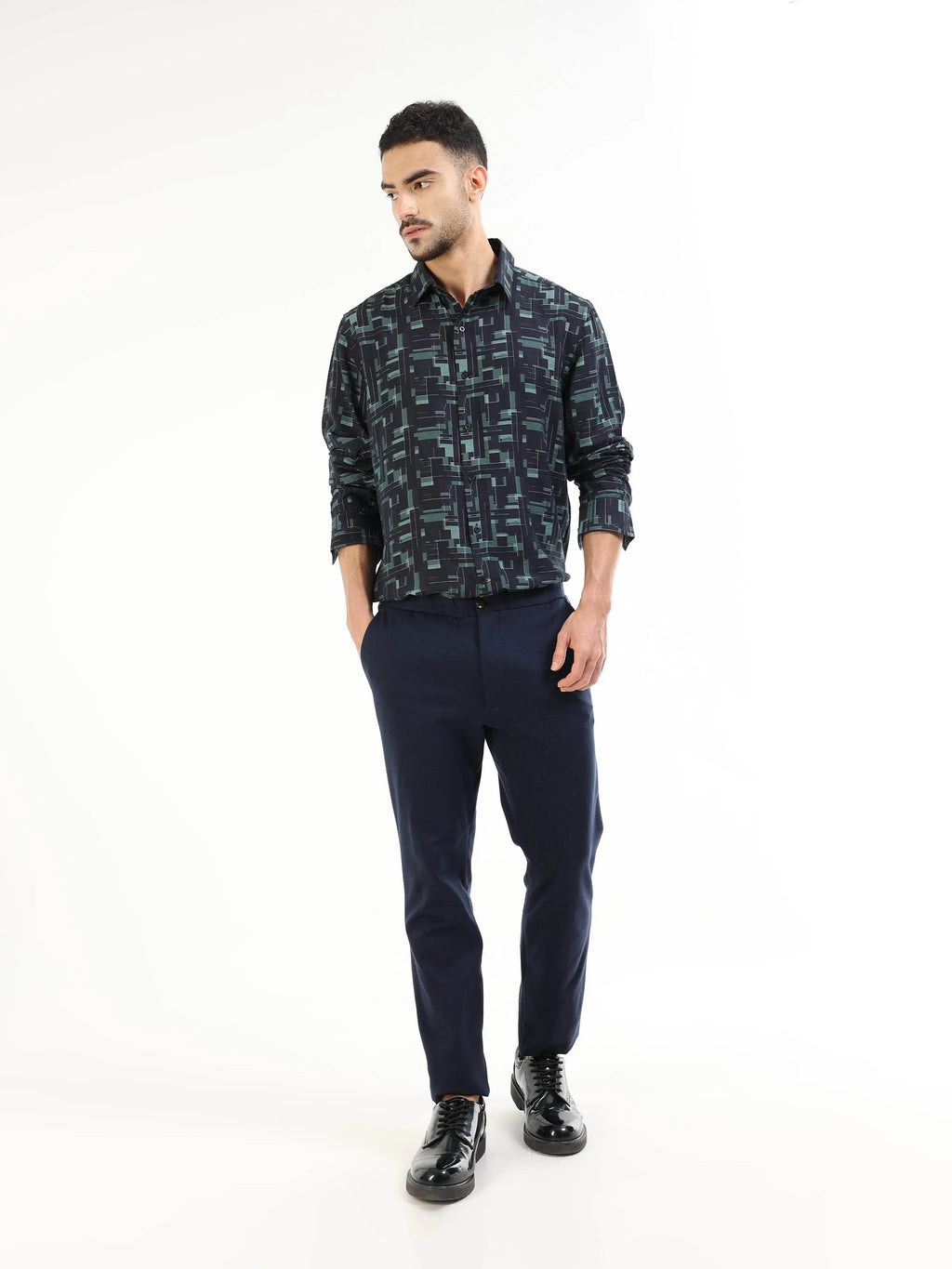 Men's navy geometric shirt