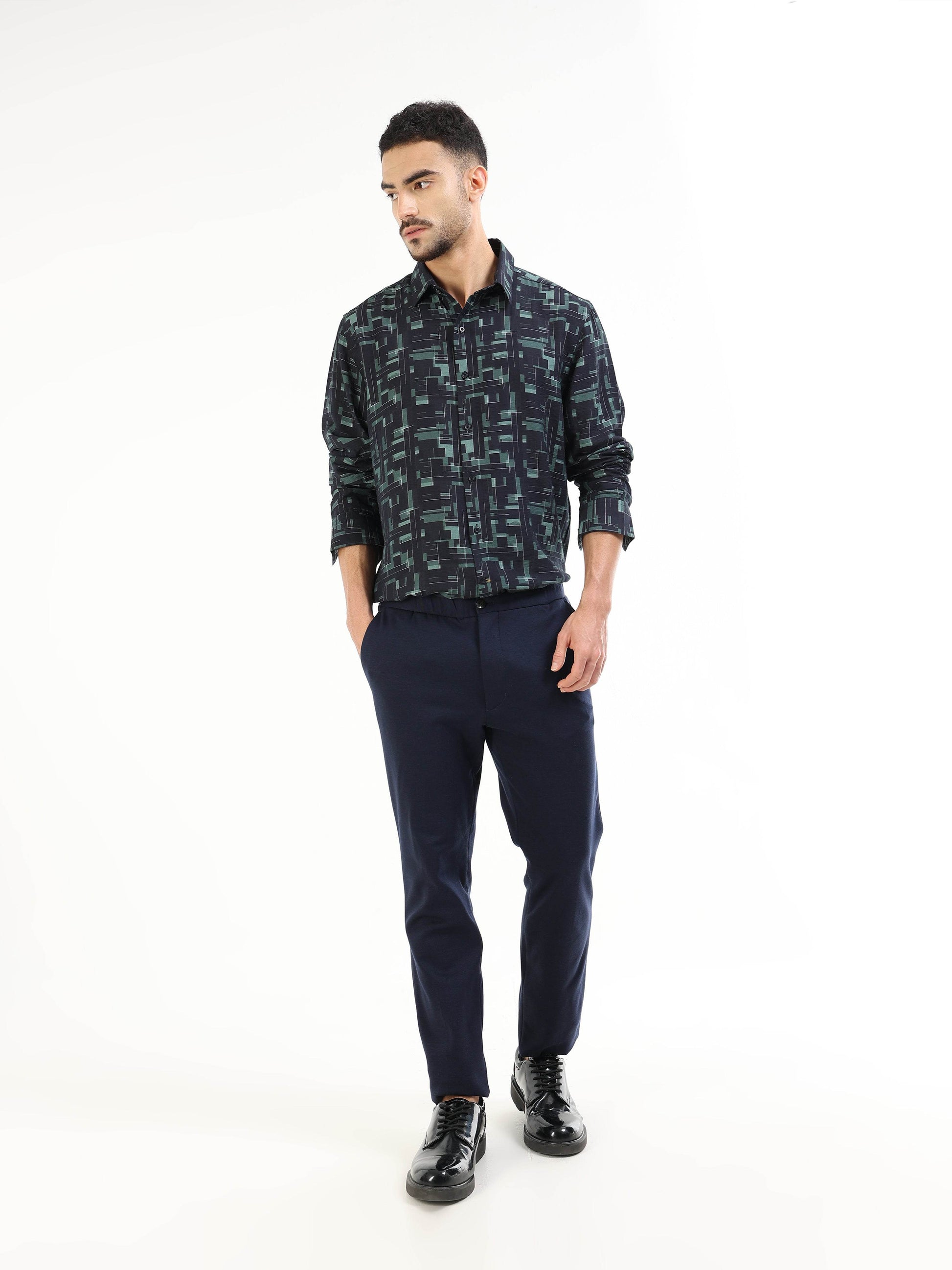 Men’s navy geometric shirt