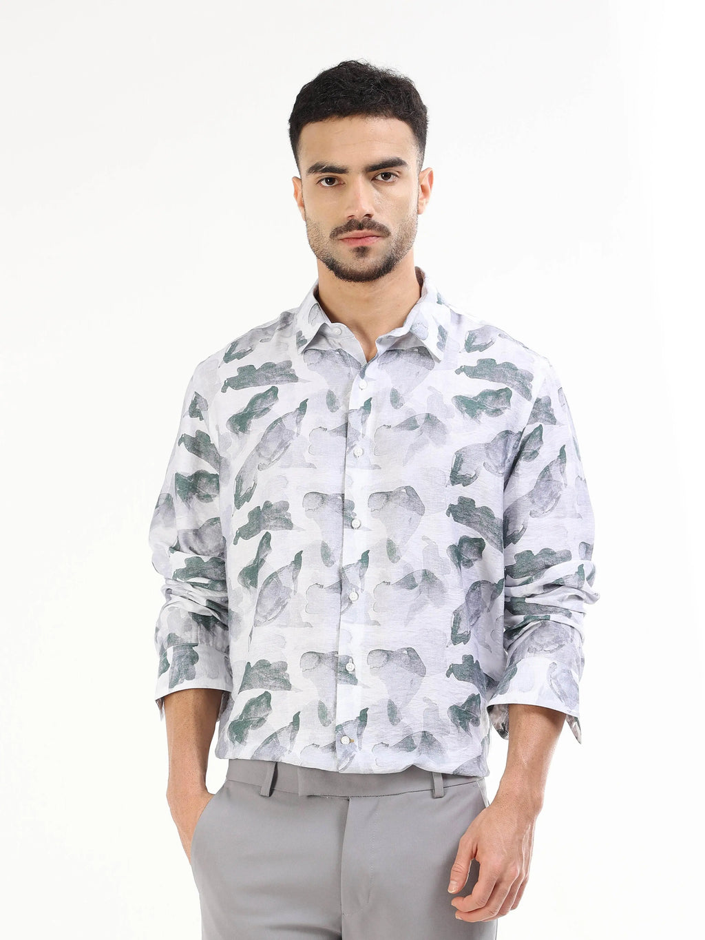 Blue floral full-sleeve Men's shirt
