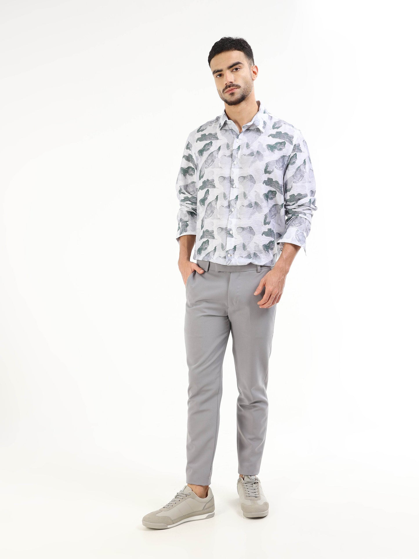 Blue floral full-sleeve men’s shirt