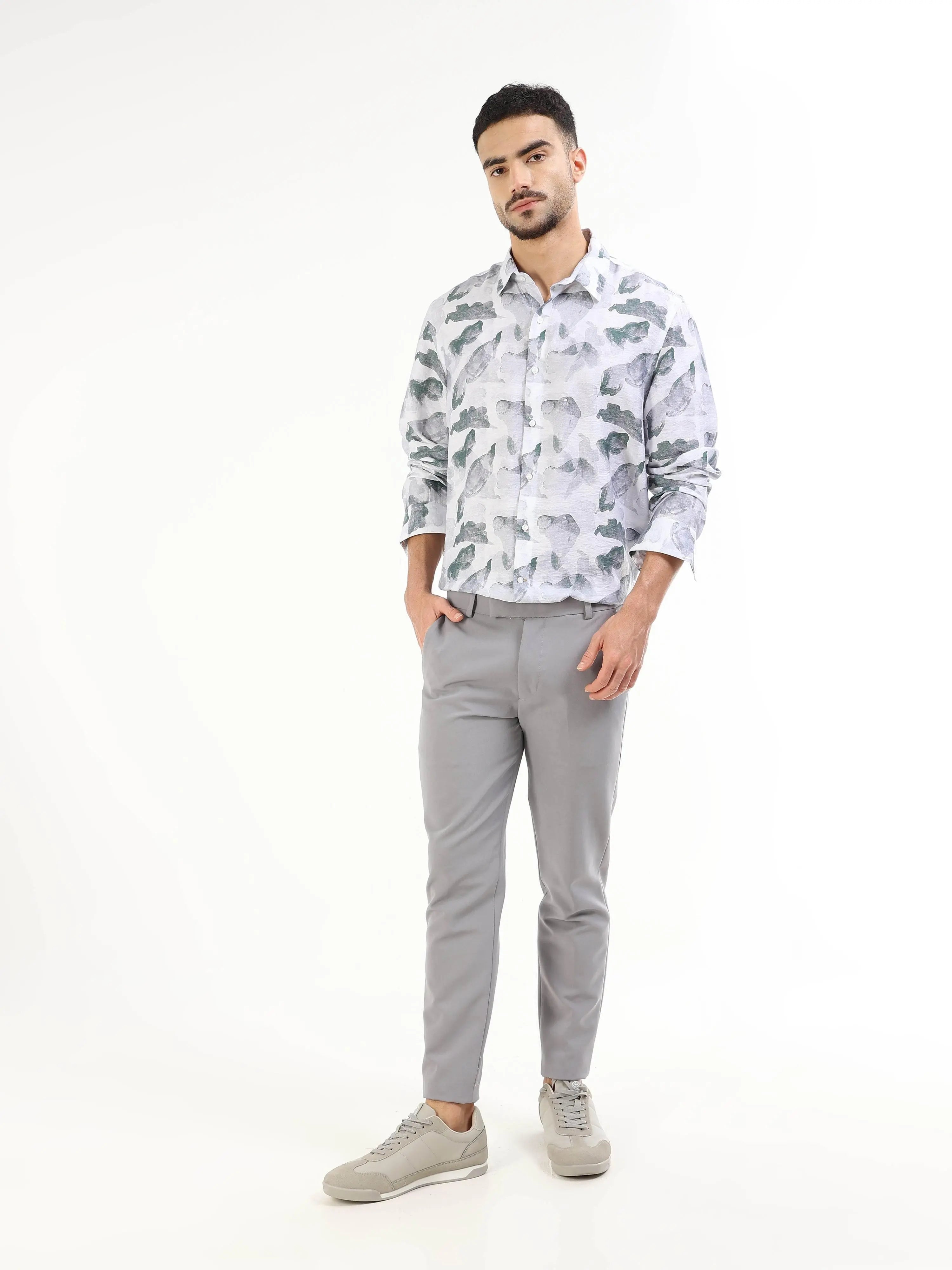 Blue floral full-sleeve Men's shirt