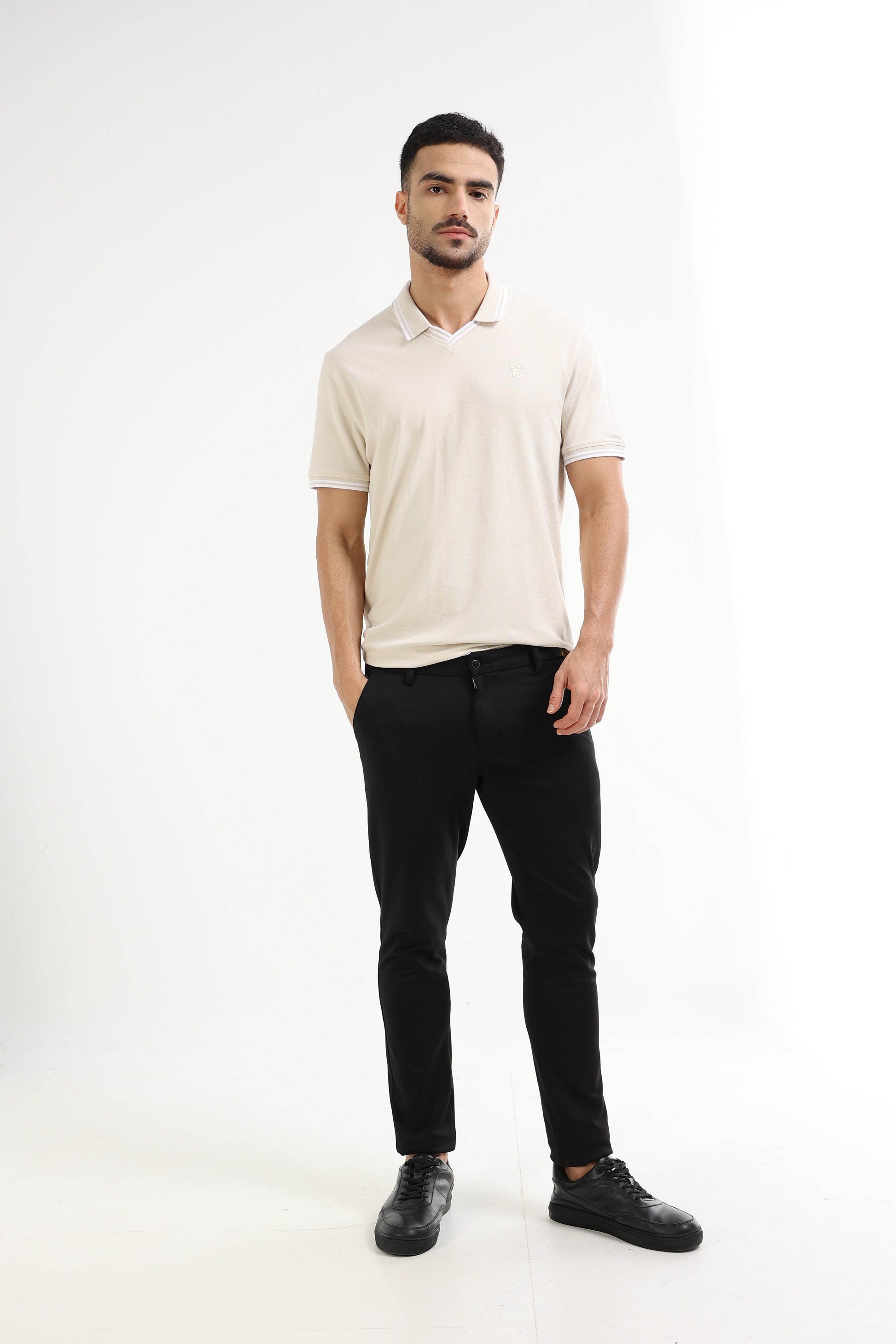 Men's beige polo t-shirt