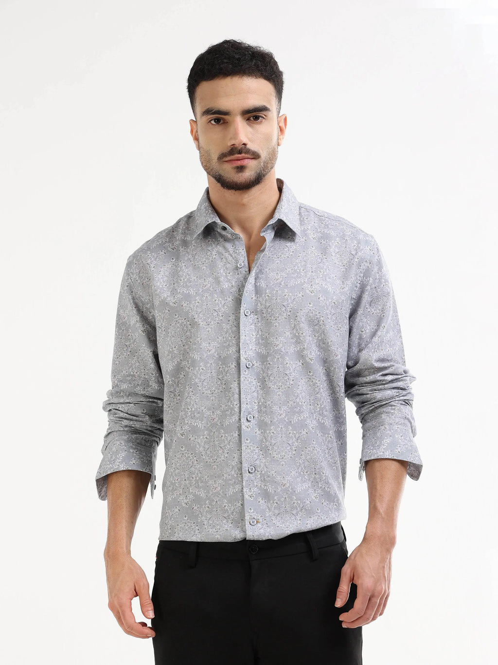 Men's grey floral shirt