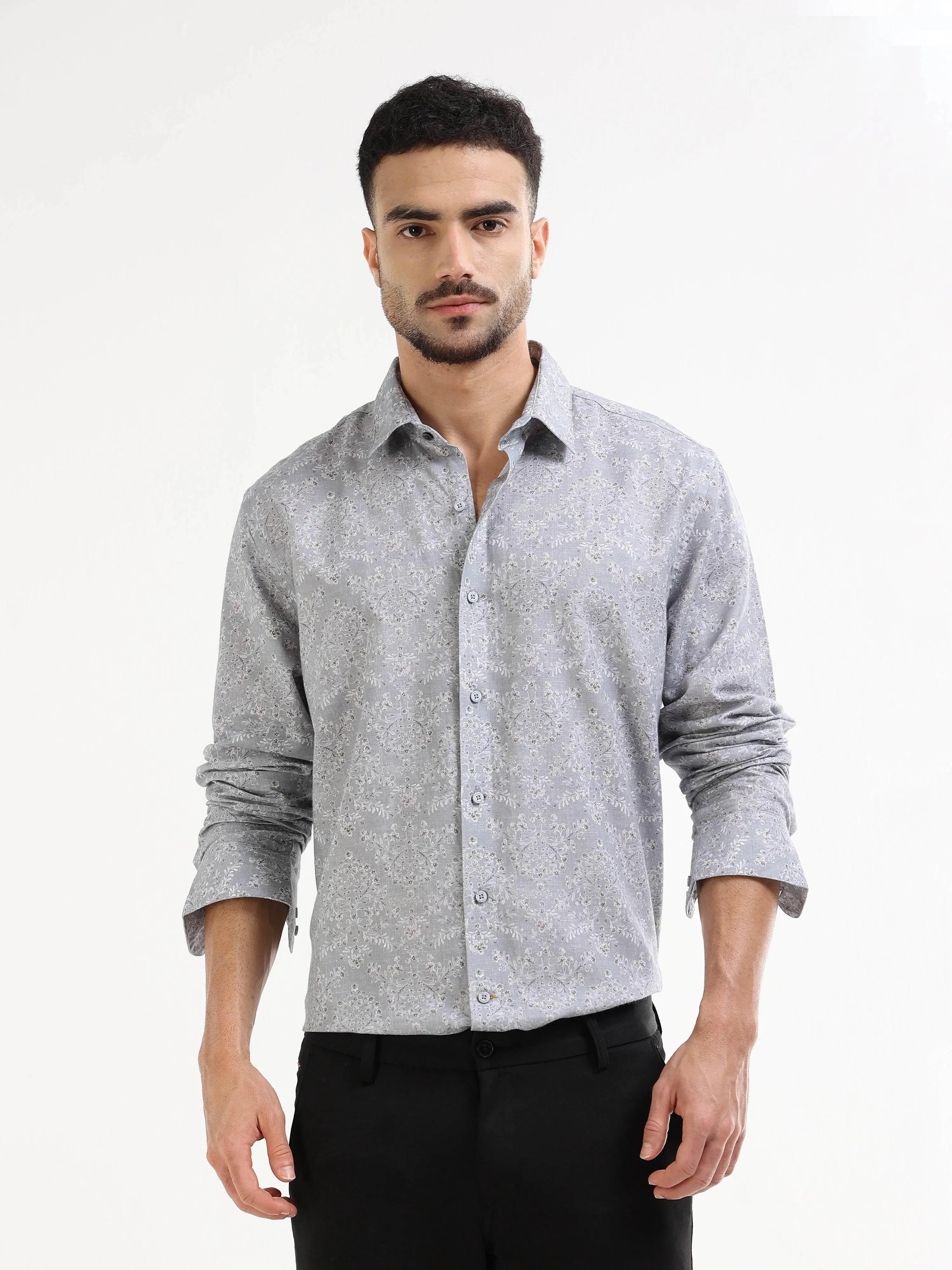 Men's grey floral shirt