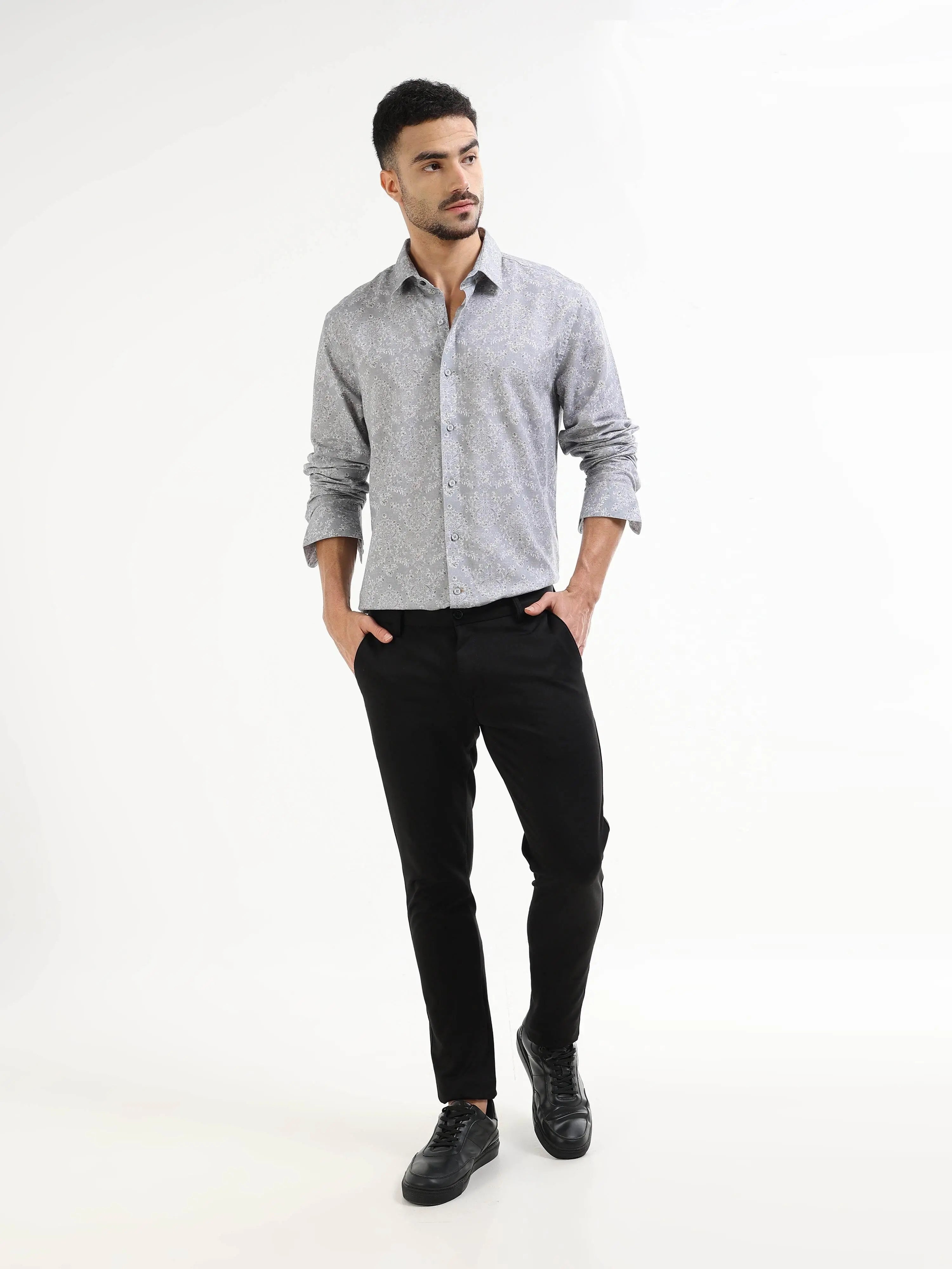 Men's grey floral shirt