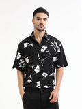 Men's black floral shirt