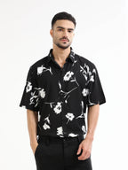 Men's black floral shirt