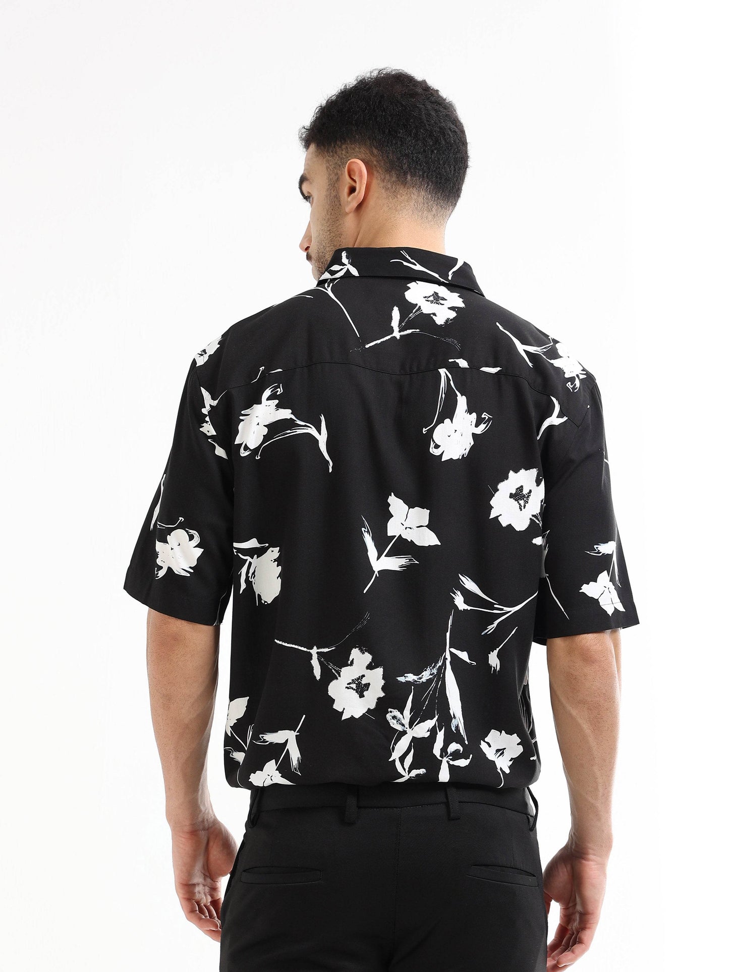 Men’s black floral shirt