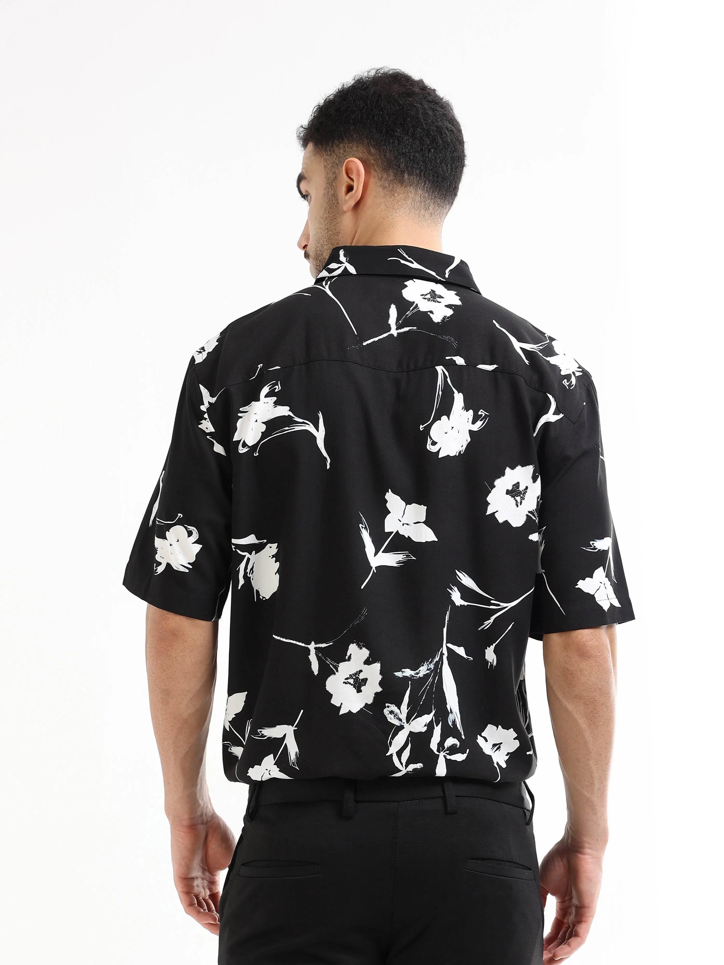 Men's black floral shirt