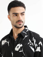 Men's black floral shirt