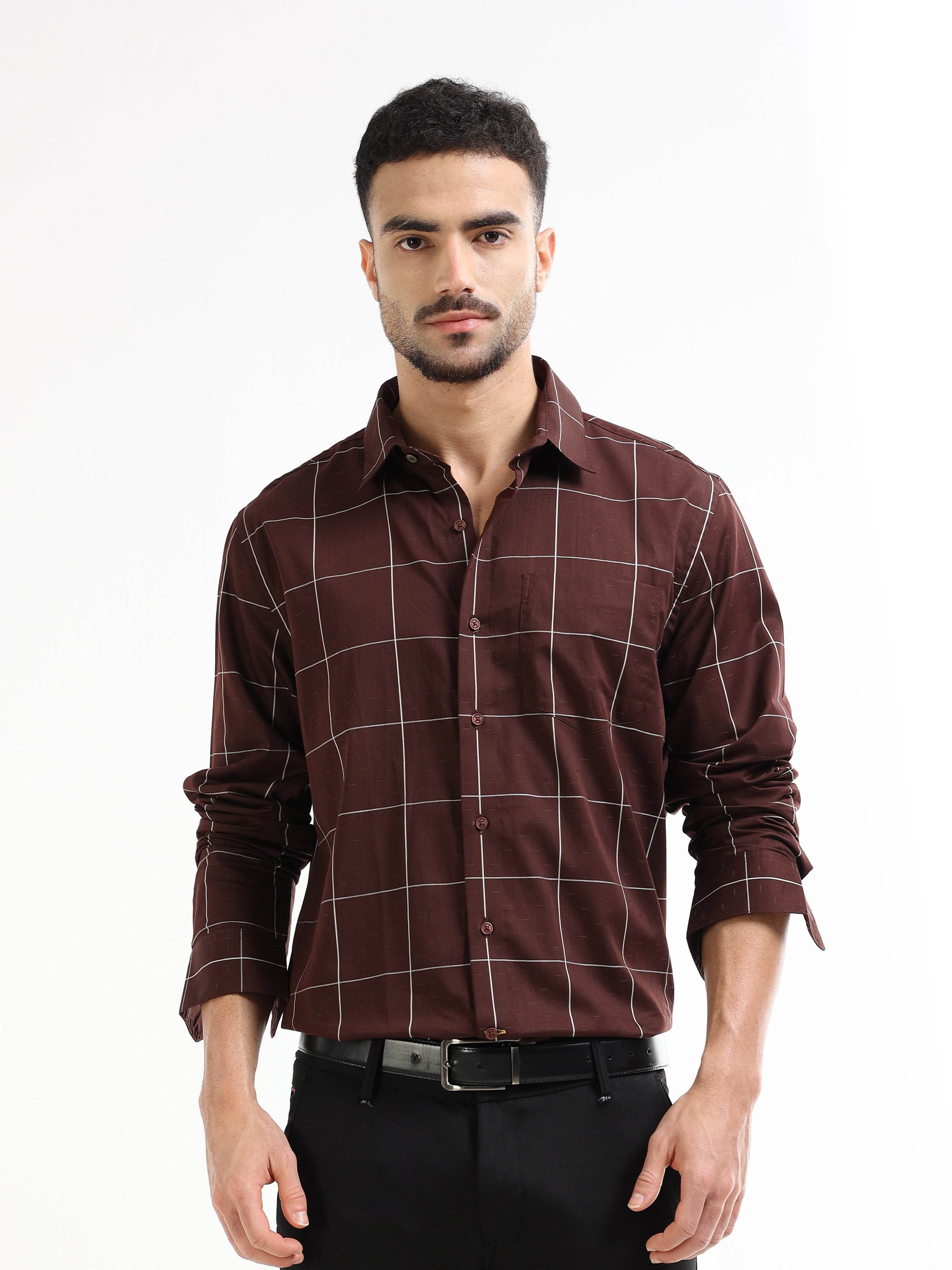 Men’s brown striped shirt
