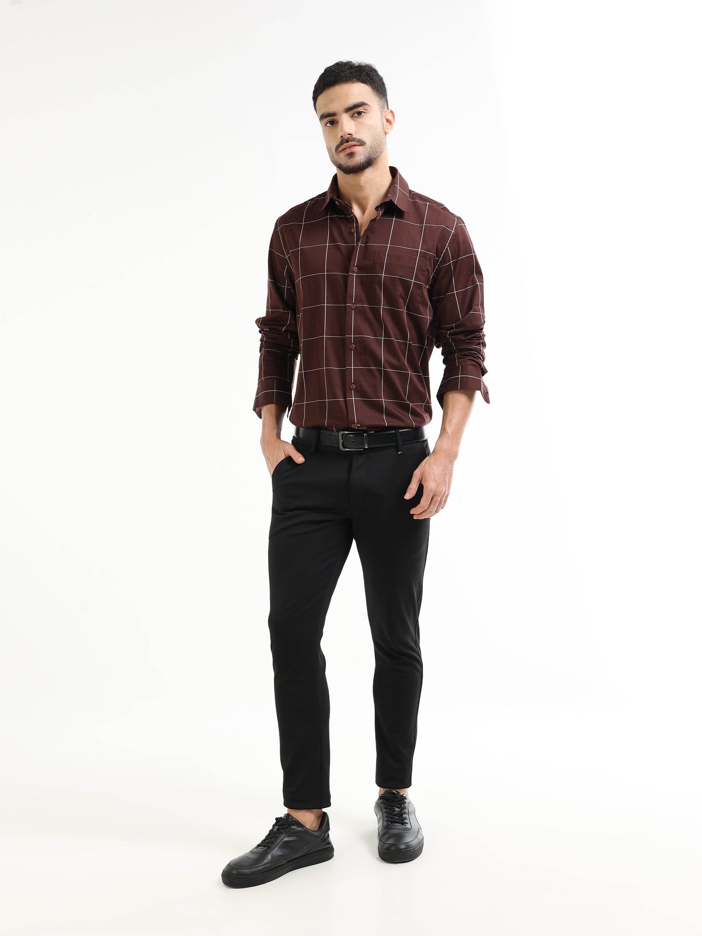 Men’s brown striped shirt