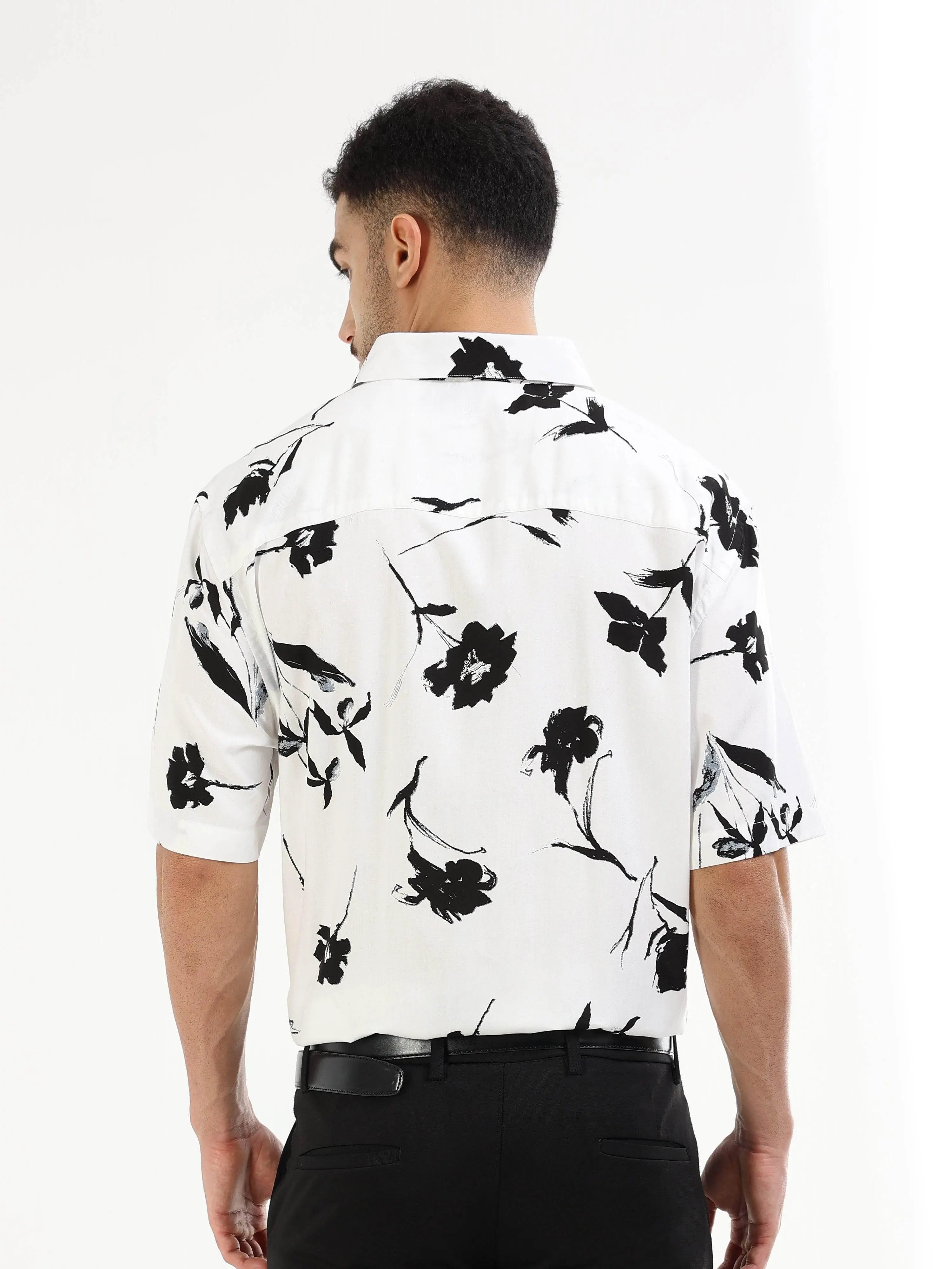 Men's white floral shirt