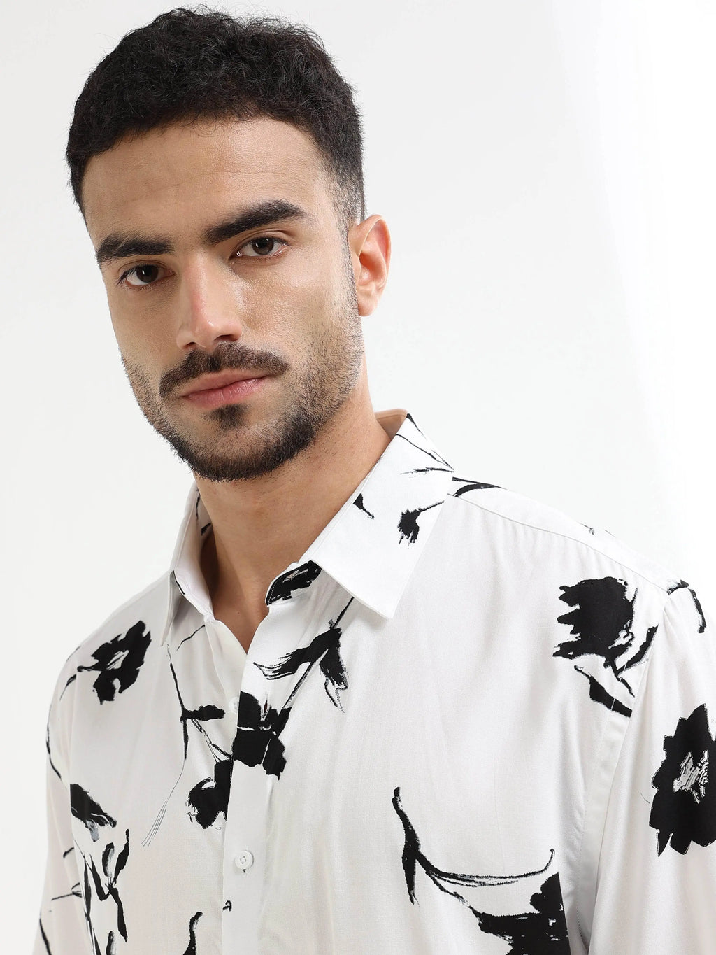 Men's white floral shirt