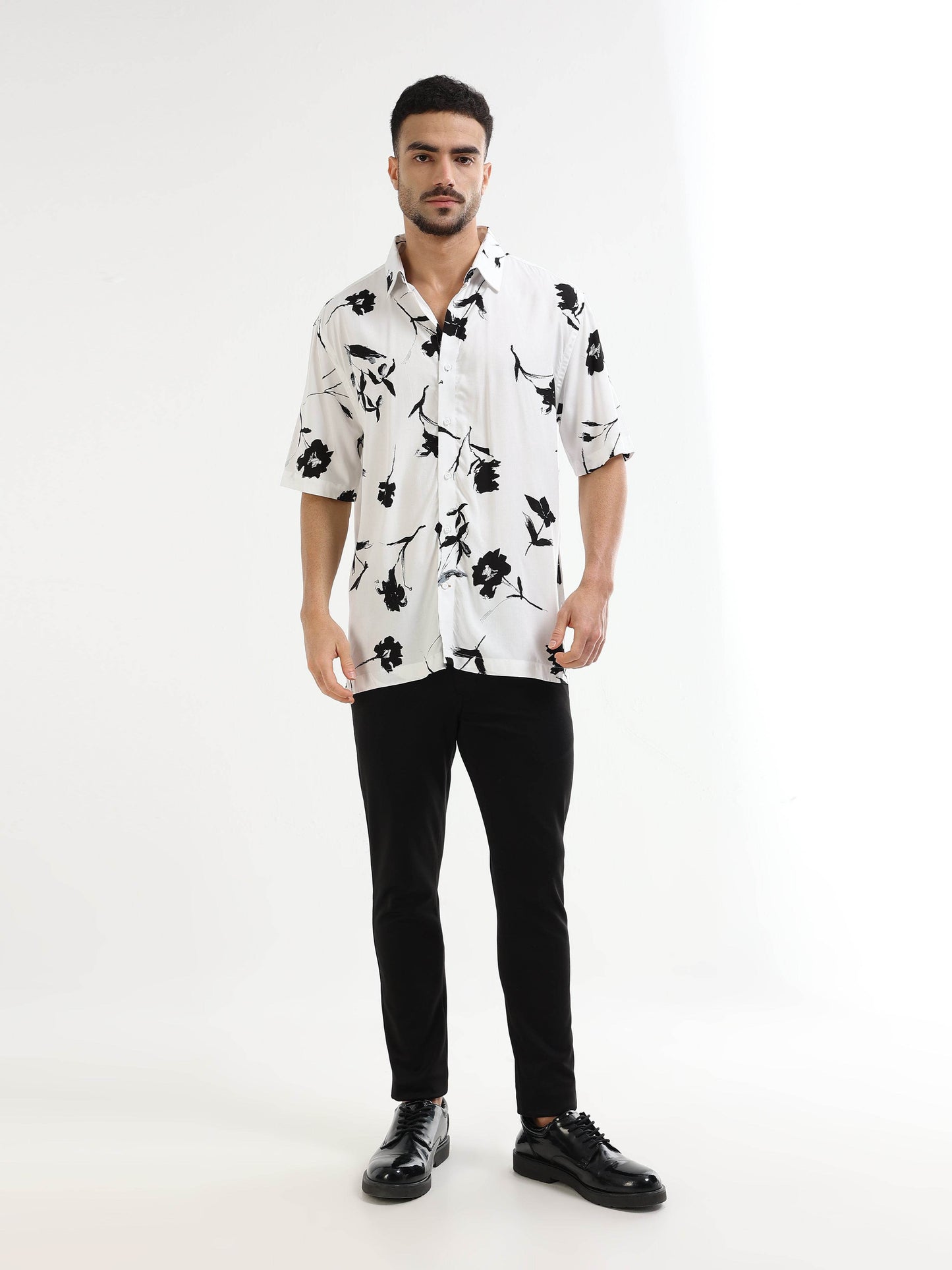 Men’s white floral shirt