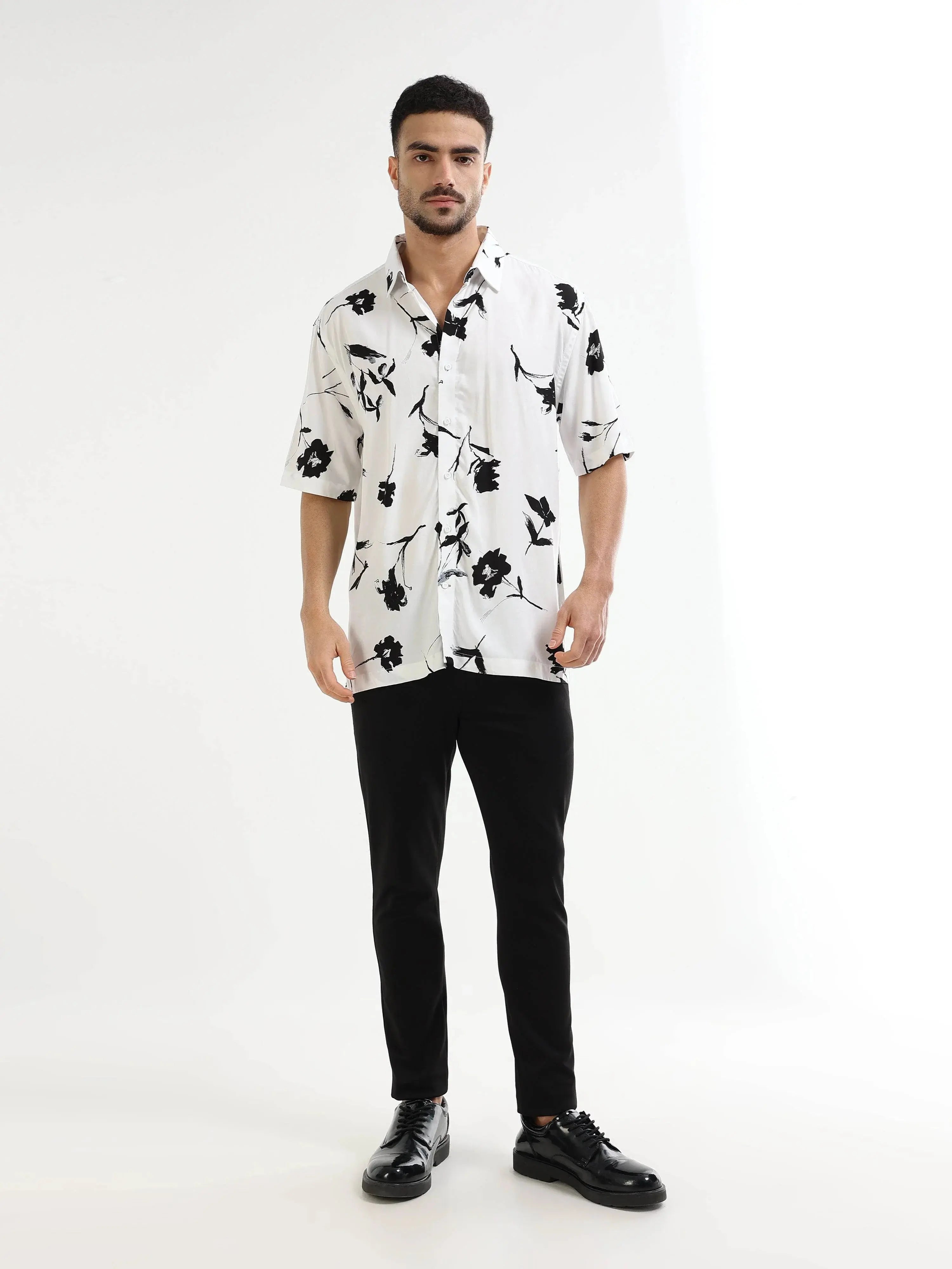 Men's white floral shirt