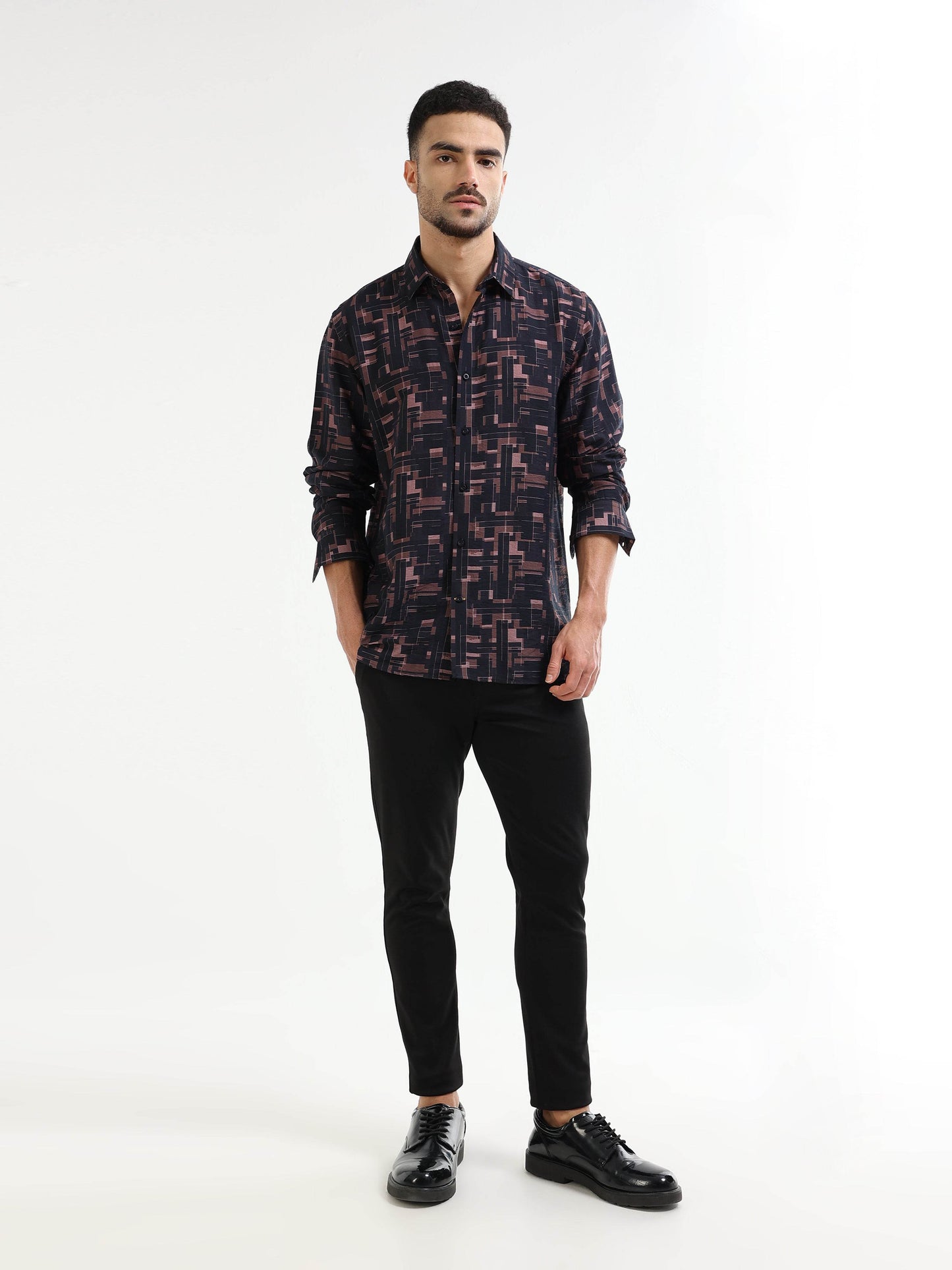 Men’s black geometric shirt