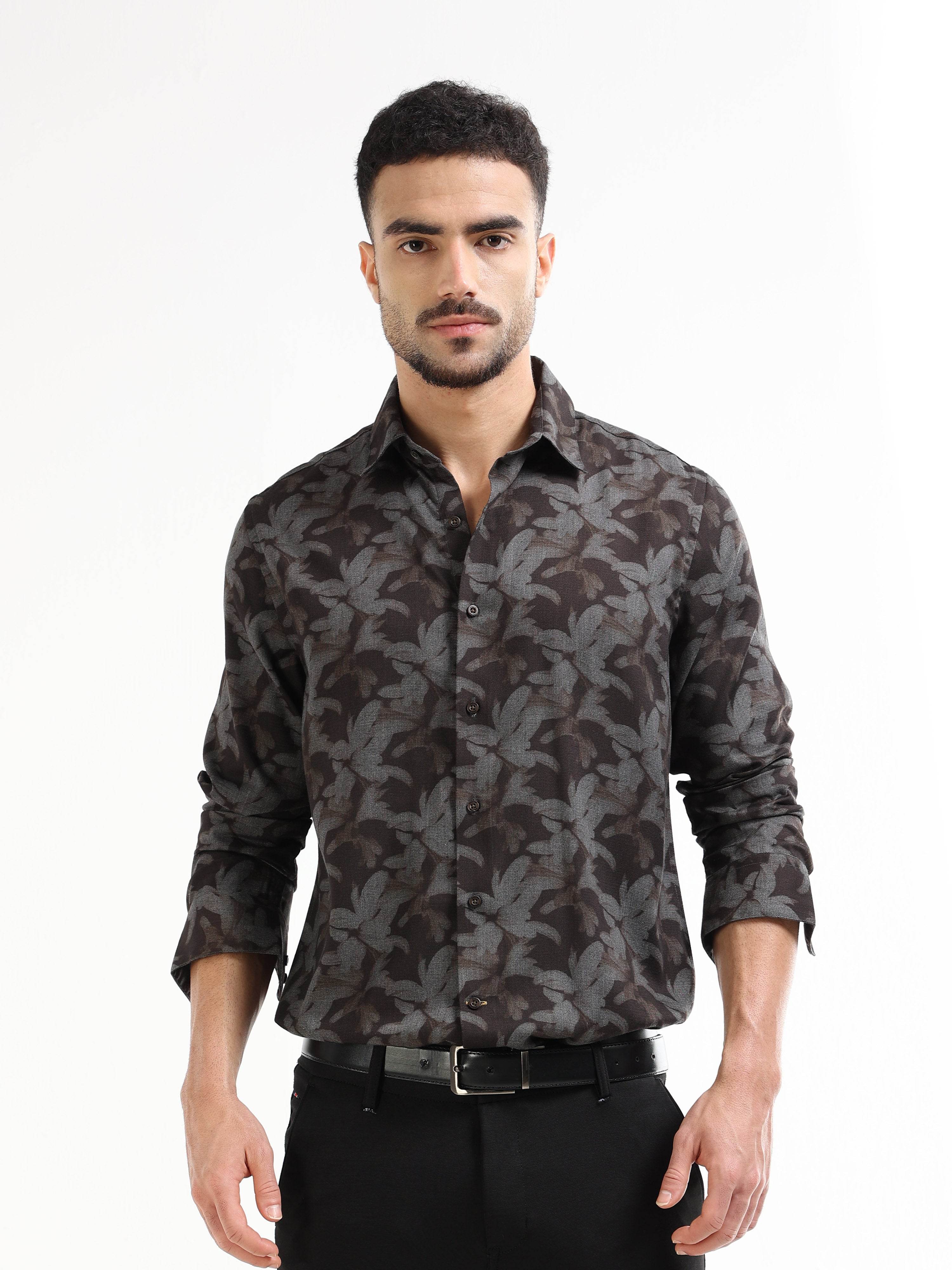 Men’s brown floral shirt