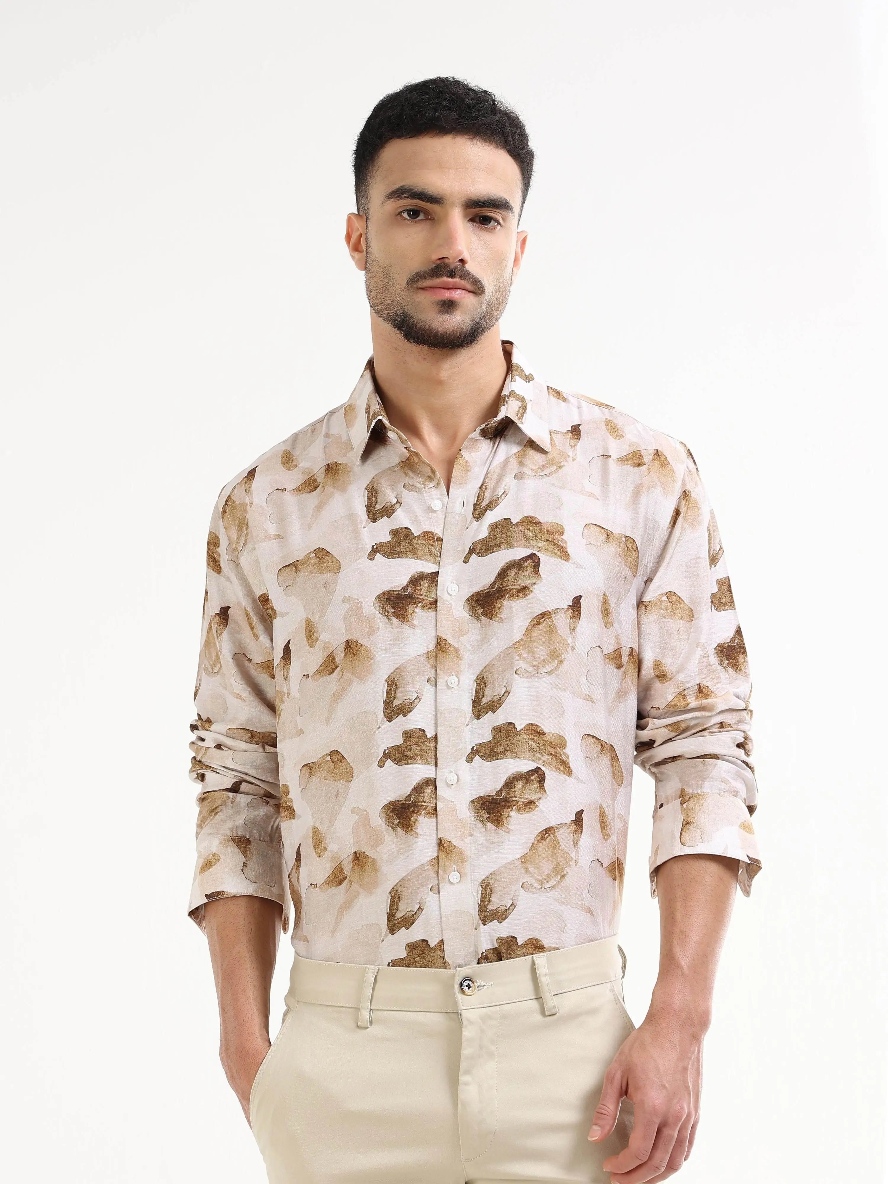 Men's beige floral shirt