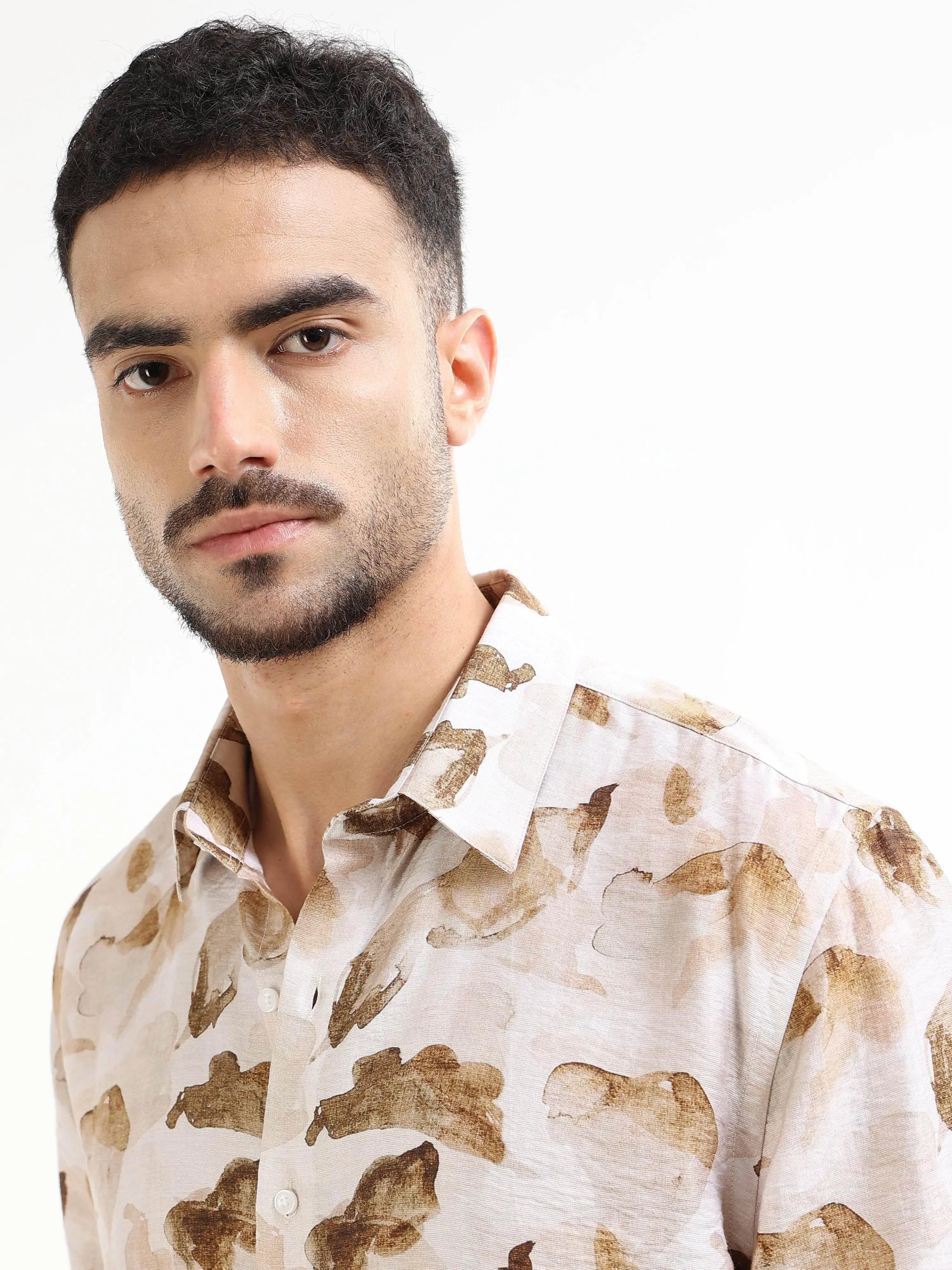 Men's beige floral shirt