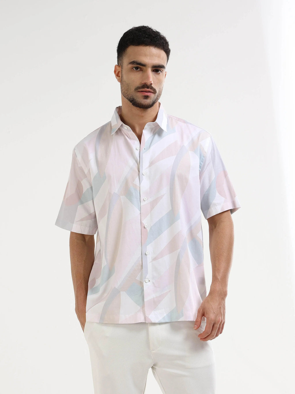 Men's pink abstract shirt