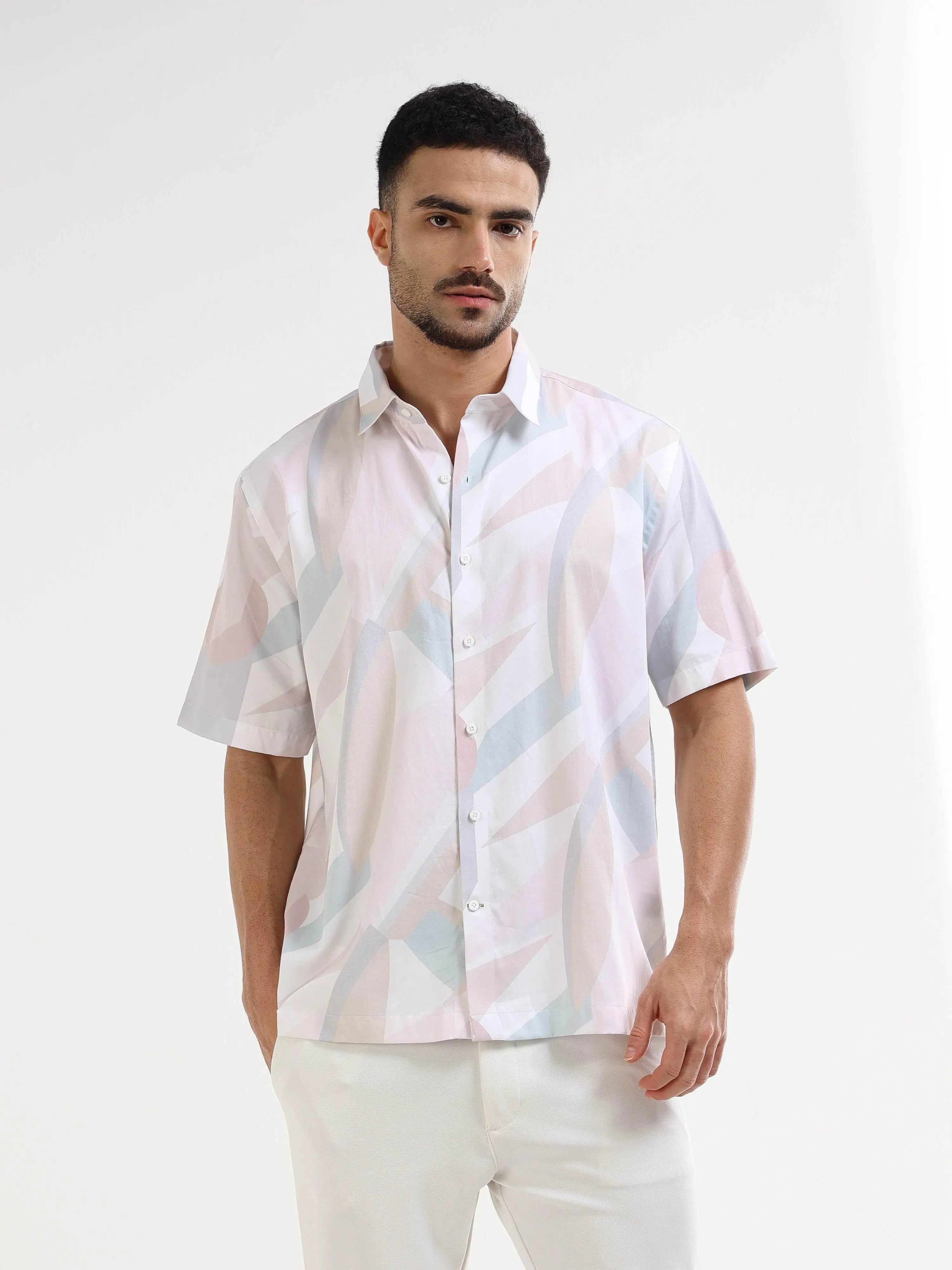 Men's pink abstract shirt