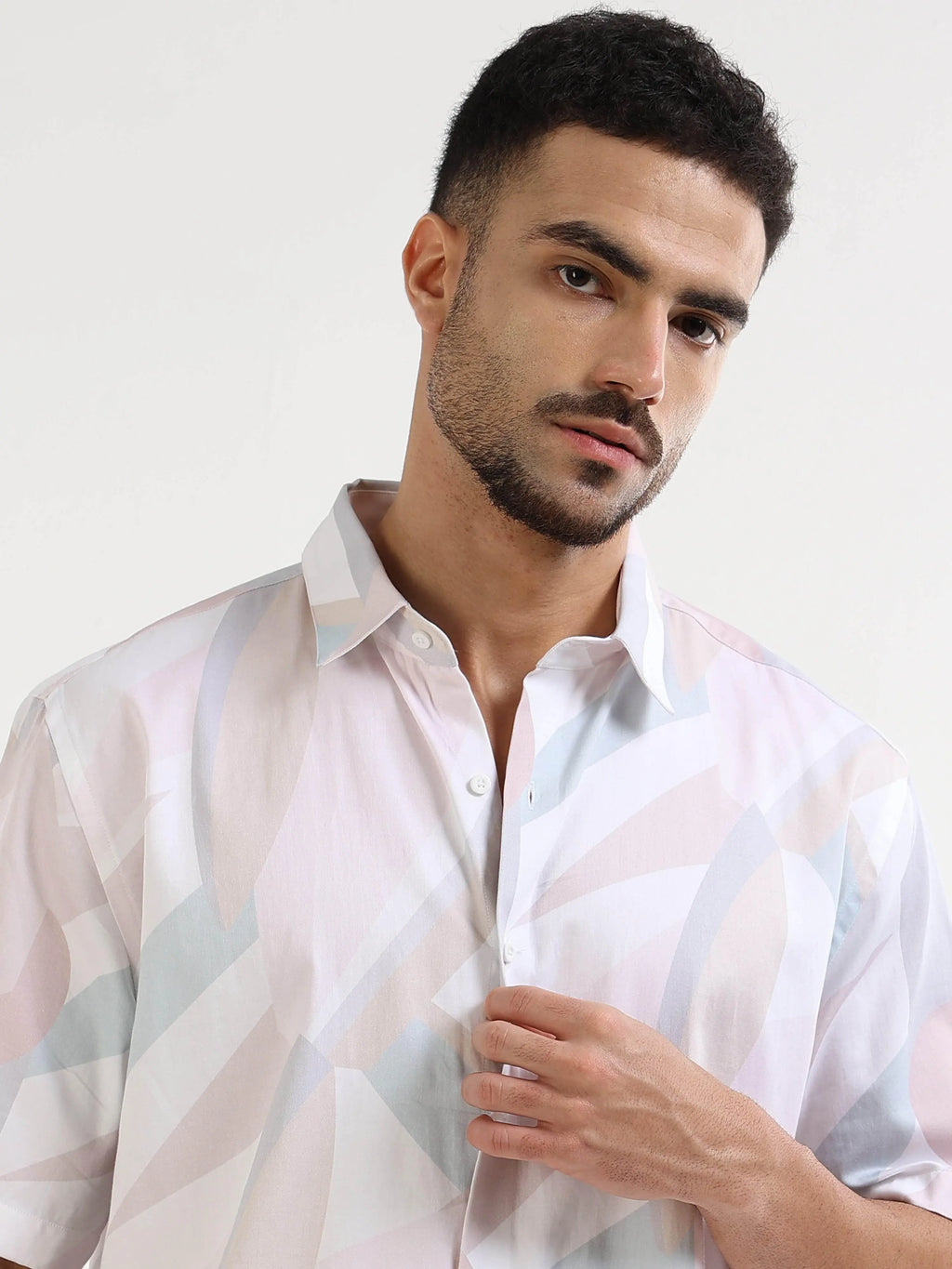 Men's pink abstract shirt