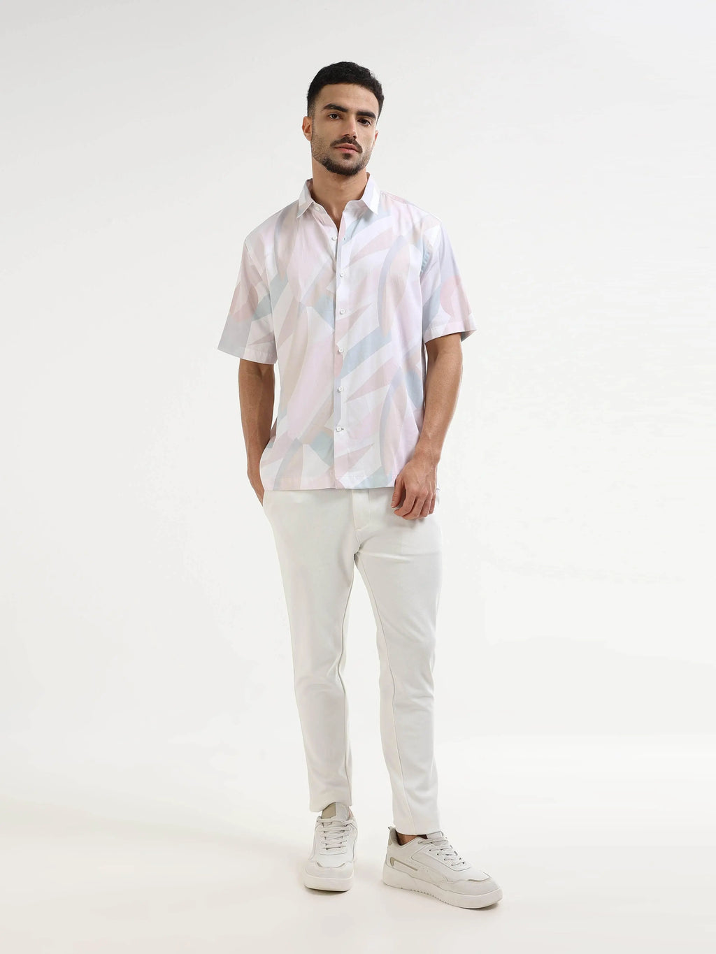 Men's pink abstract shirt